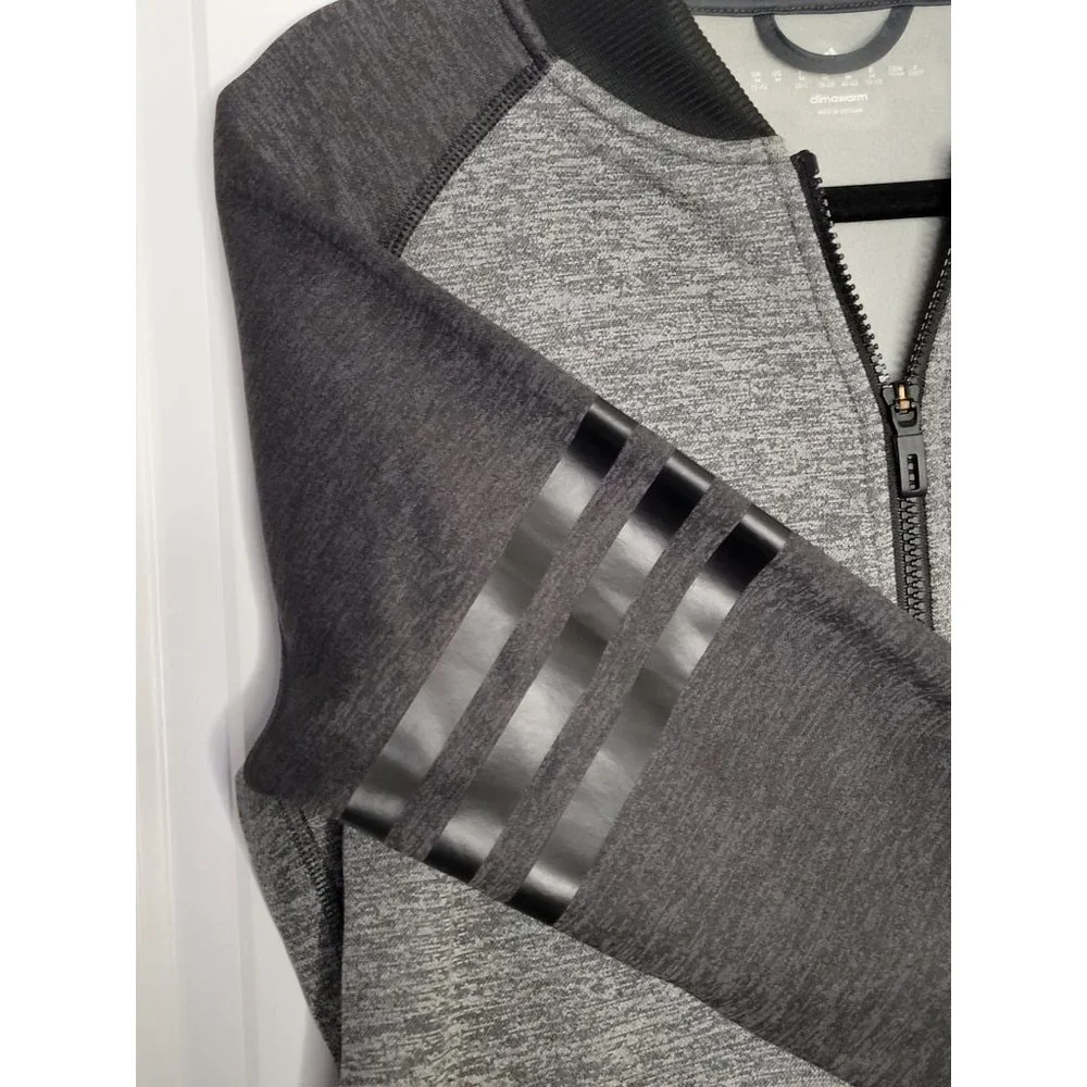 🌼HP🌼 Adidas Women's ClimaWarm Full Zip Heather Gray/Black Fleece Jacket - M - Picture 9 of 11